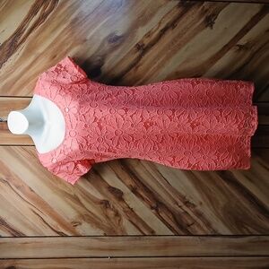 NWT Tiana B Women's Coral Lace Sheath Dress Short Sleeves Size Small